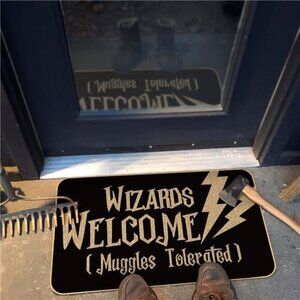 Halloween Welcome Door Mat - 17x29 Inch Funny Wizard Design for Indoor & Outdoor
